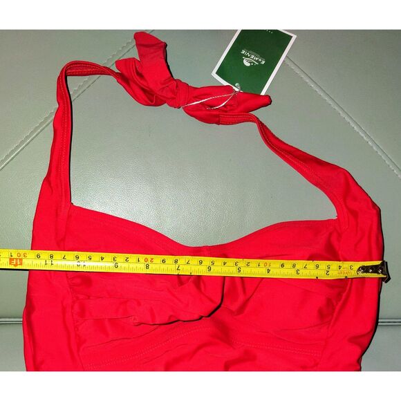 NWT  Eomenie Halter Tankini Swimsuit Set Size S Red Summer Beach Pool 2 Piece - Picture 8 of 10